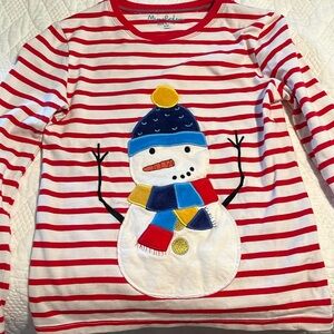 Mini boden snowman appliqué long sleeve size 8-9